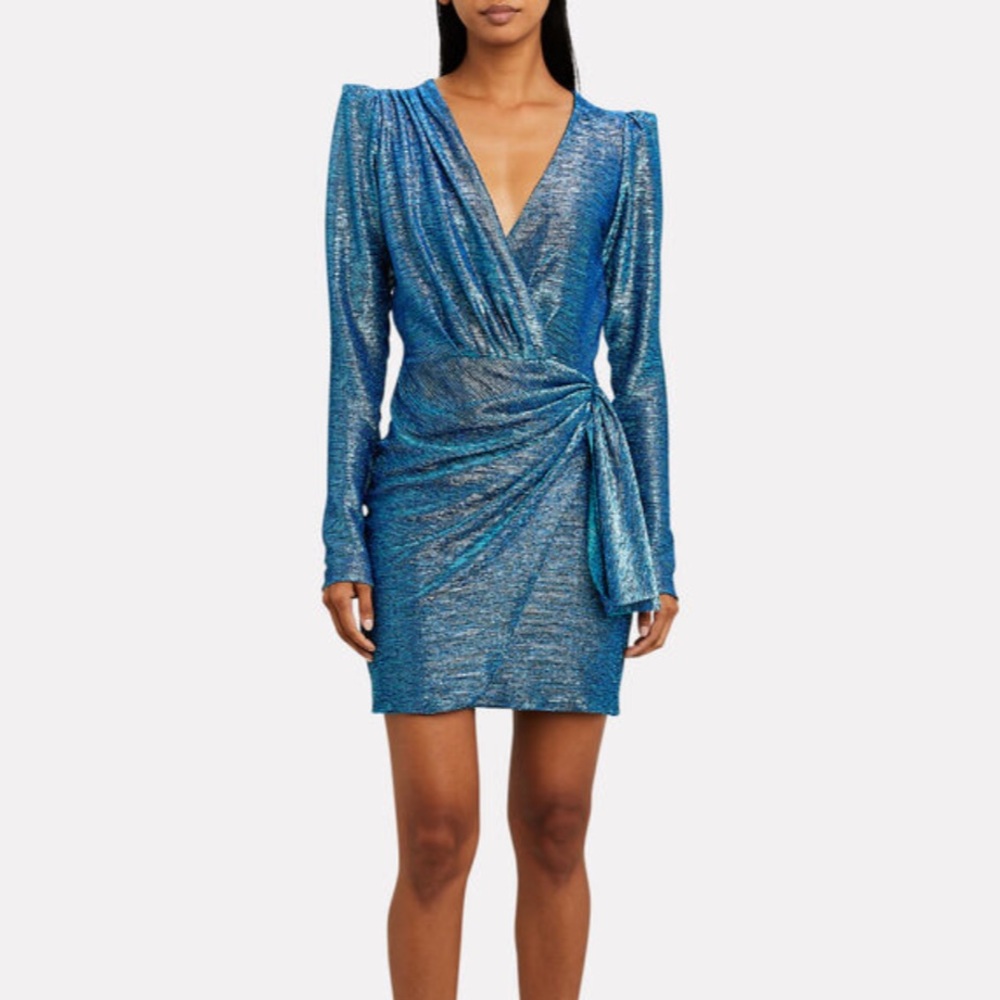 NWT Patbo Metallic Faux Wrap Mini‎ Dress Size 2